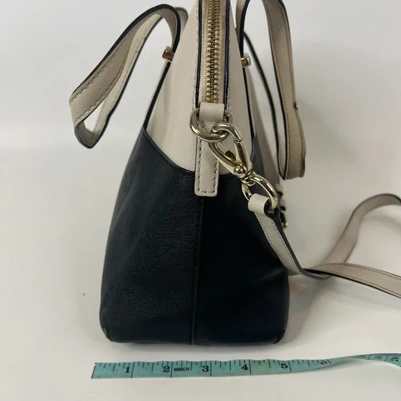 Kate Spade Satchel Handbag Two Tone Black Cream Leather Gold Hardware‎ Crossbody - Picture 10 of 13